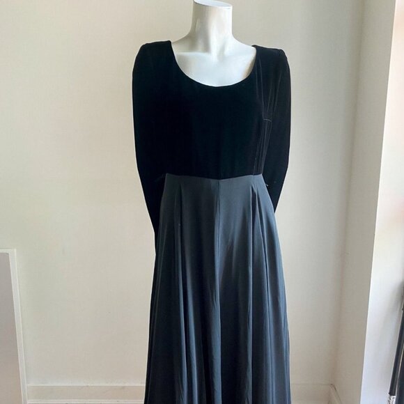 Vintage Sunny Choi All Silk Velvet Chiffon Cocktail Midi Dress S - Picture 3 of 12